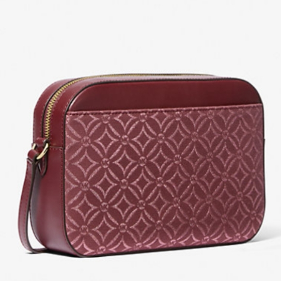 NEW Michael Kors Large Jet Set Metallic Logo Jacquard Crossbody - Picture 3 of 6